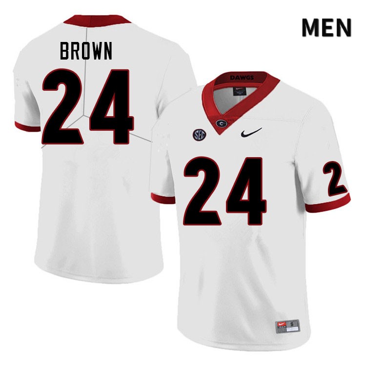 Georgia Bulldogs Men's Matthew Brown #24 White Stitched College UGA Football Jersey 23OR016ER